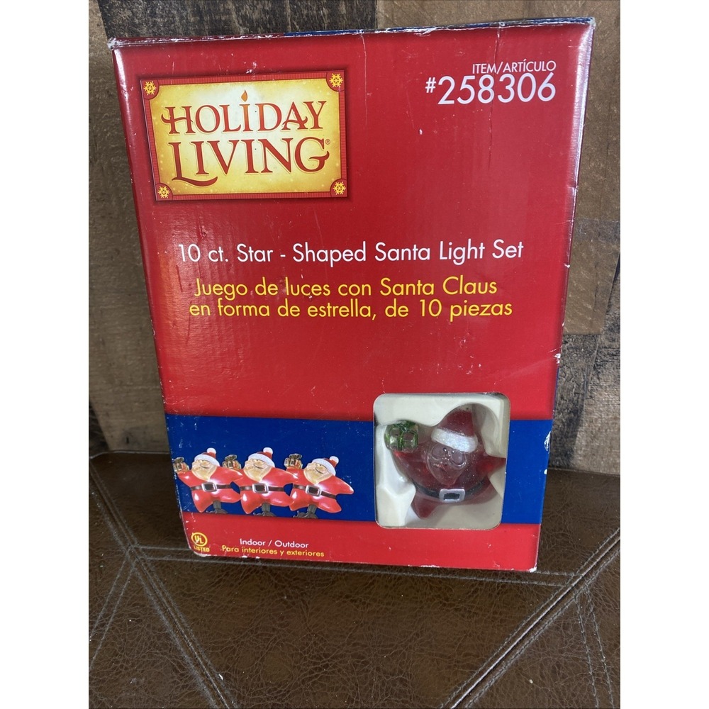 Star Santa Red‎ Indoor Outdoor Clip On Christmas Lights 10 Ct 9 Ft Vtg Holiday